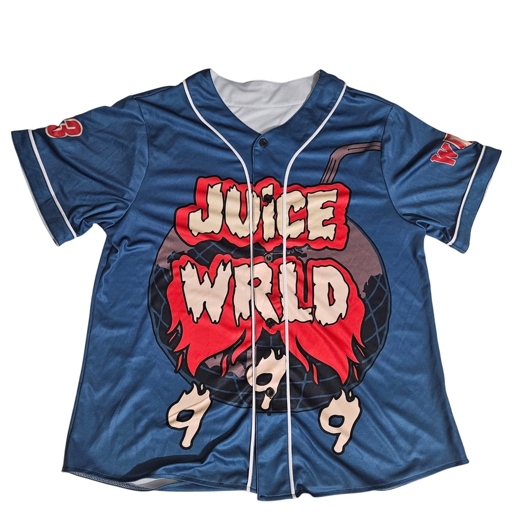 Juice WRLD 999 Club Large Baseball Jersey Blue Goodbye & Good Riddance Rap Tee